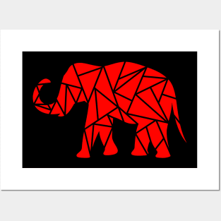 Geometric Animal Red Elephant Posters and Art